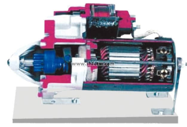 帶齒輪減速裝置的起動機解剖模型